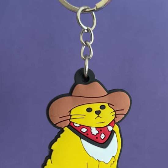 Cowboy Cat PVC Keyring - Bag Charm