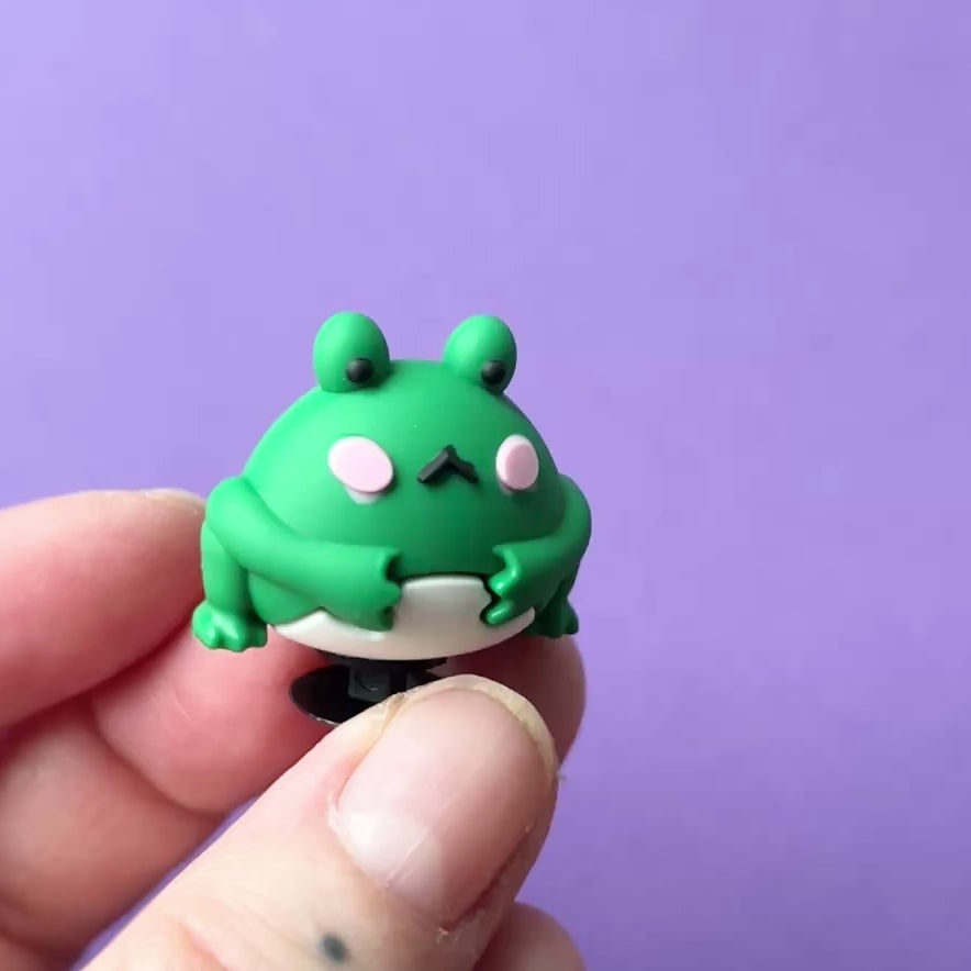 Short movie showing the green 3D Frog croc like shoe charm. 