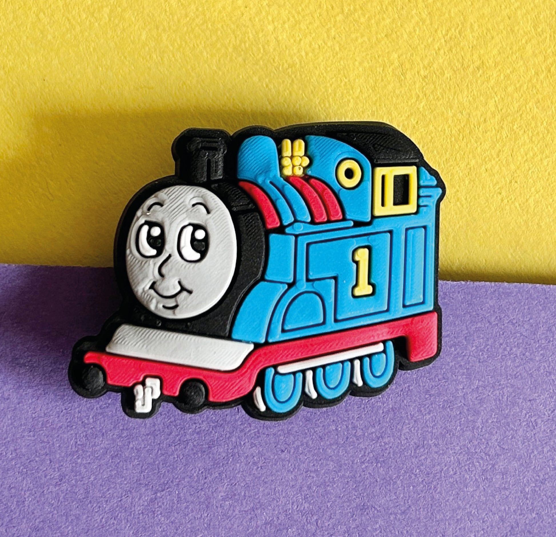 Character Train Croc Like Shoe Charm. Number 1 Blue.